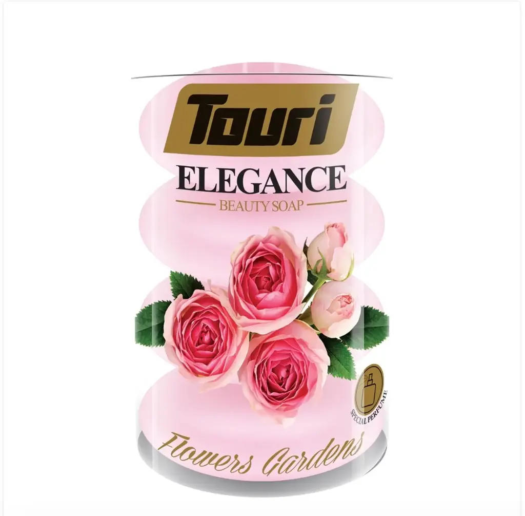 Touri Hand and Body Soap Bar 100 g (4pcs) Flowers Garden | توري صابون الايدي و الجسم ١٠٠ غم (٤قطع) حديقة الورد