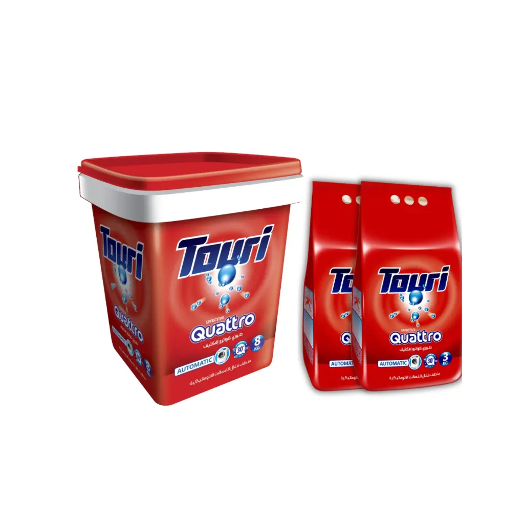 Offer Touri Automatic Clothes washing Powder 2* 2500 g / FREE Drum | عرض تورى مسحوق غسيل ملابس اتوماتيك 2* 2500  جم / سطل مجاني