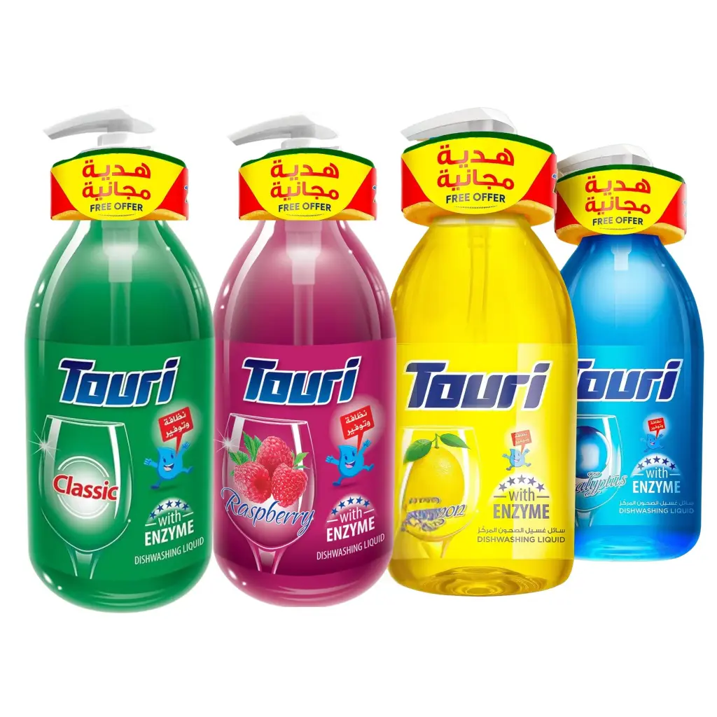 Touri Dishwashing Liquid 1500 ml FREE sponge | توري سائل جلى 1500 مل مضخة اسفنجة مجانية